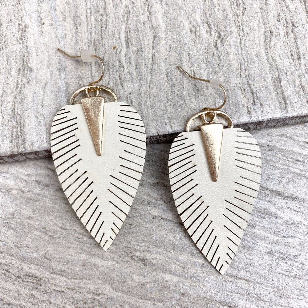 Faux Leather Leaf Earrings